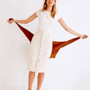 NWT: Madewell Denim High-Waist Midi Skirt in Vintage Canvas Wash